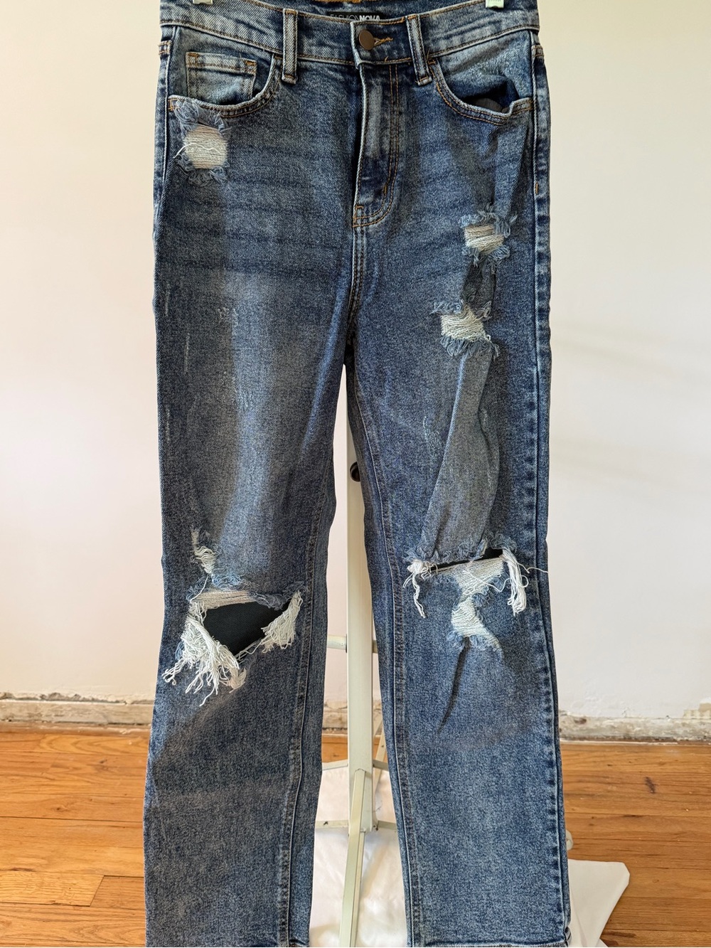 Fashion Nova Medium Blue Distressed Jeans
